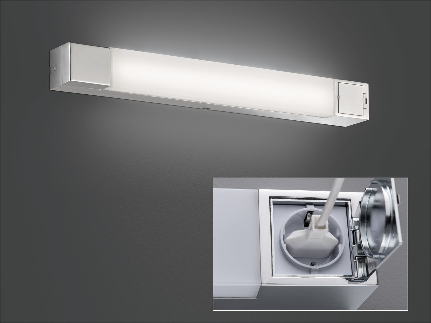 led badezimmerwandlampe spiegelleuchte 60cm mit steckdose ip44 badbeleuchtung