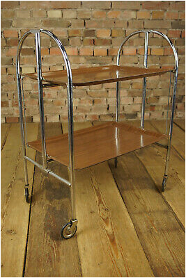 60er Dinett Servierwagen Teewagen Tisch Beistelltisch Bar Nussbaum