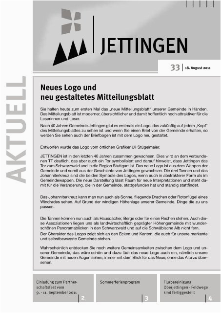 4 3 2 neues logo und neu gestaltetes mitteilungsblatt jettingen