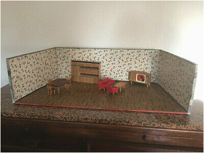 Puppenzimmer Puppenstube Holz 88 cm 50er Jahre