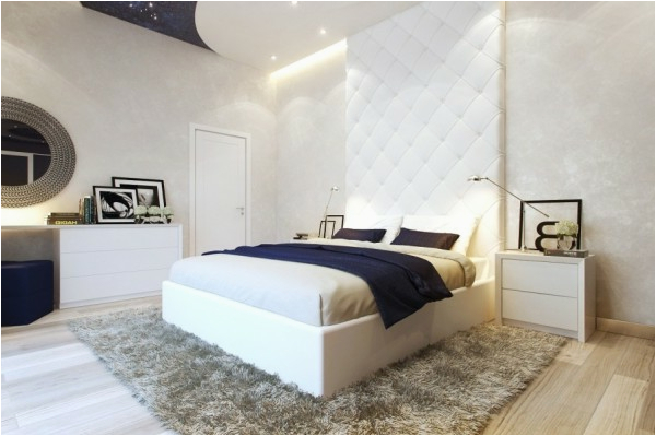 Kleines Sclafzimmer modern gestalten weiß texturen