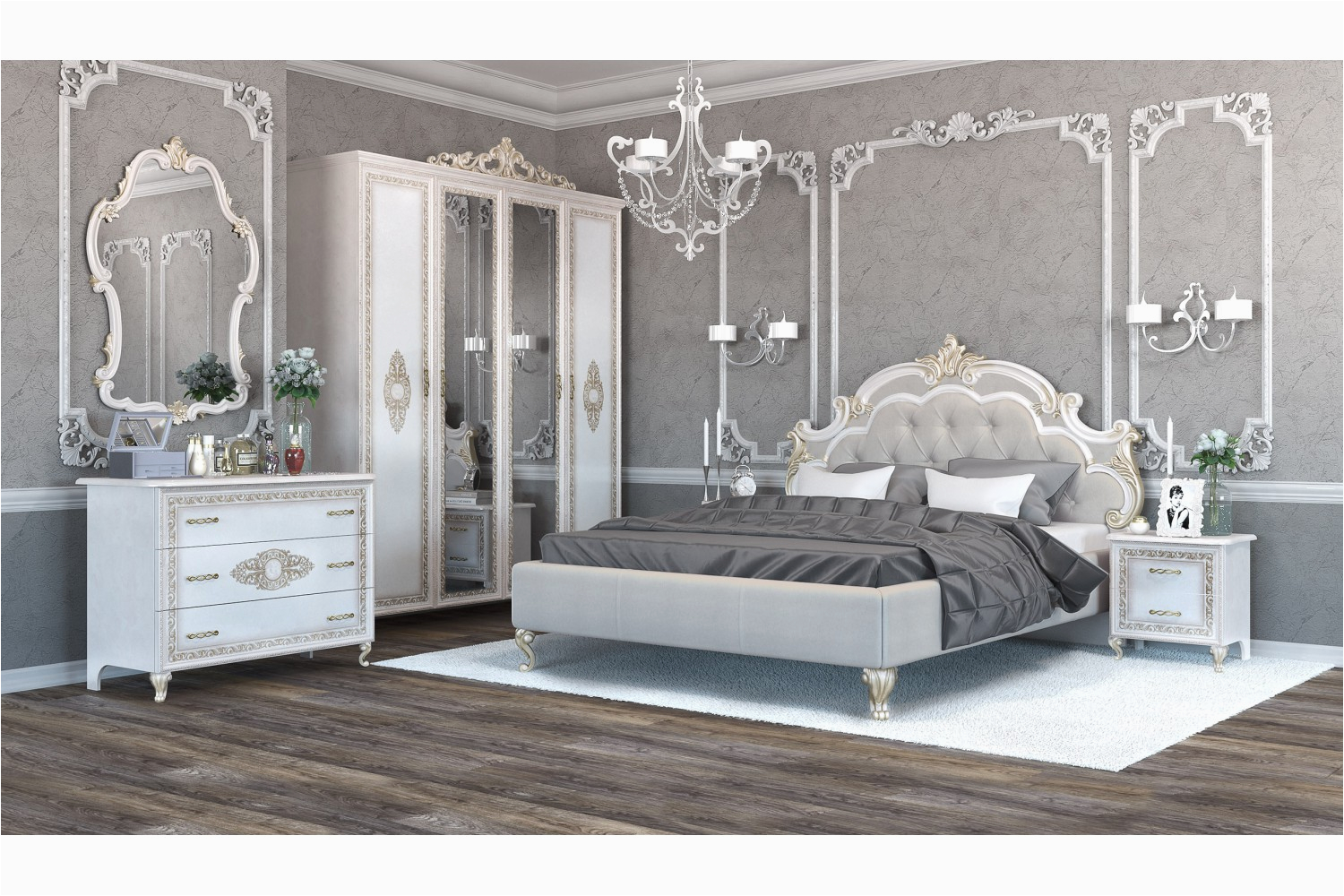 italienisches barock schlafzimmer medea in beige 6 teilig
