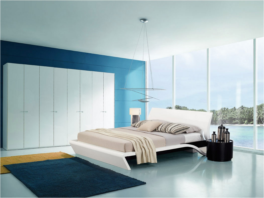 Modern schlafzimmer blau weiß Design