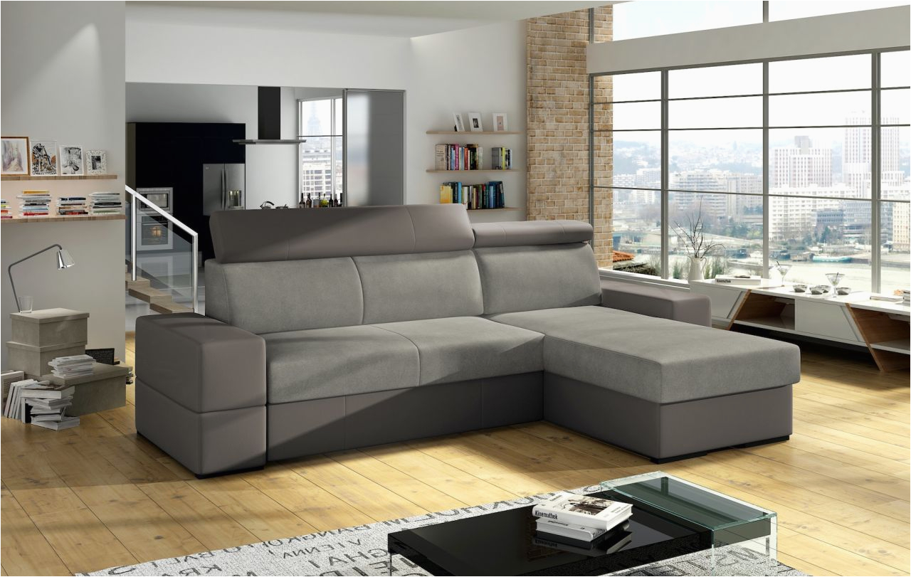 ecksofa sofa marios mit schlaffunktion grau ottomane rechts