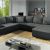 Designer sofa U form Wohnlandschaft U form Nikos Schwarz Grau Ottomane Rechts