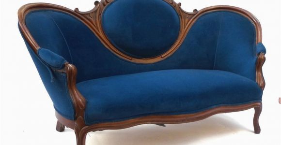 Wohnzimmer Antikes sofa 19th Century Antique Victorian sofa Blue Upholstery Loveseat